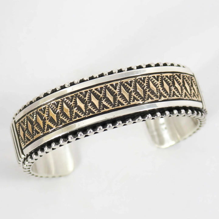 Gold on Silver Cuff by Johnathan Nez - Garland's