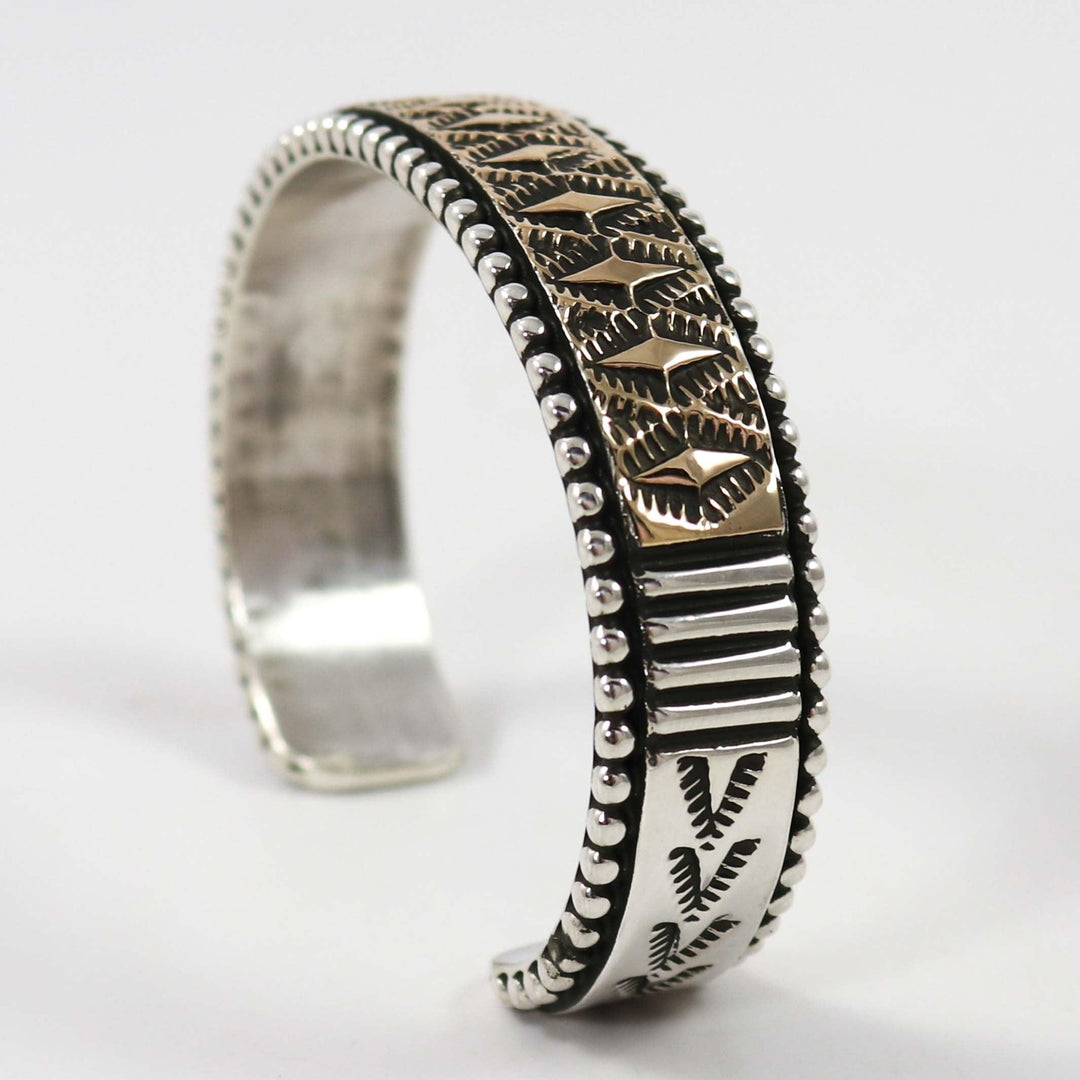 Gold on Silver Cuff by Johnathan Nez - Garland's