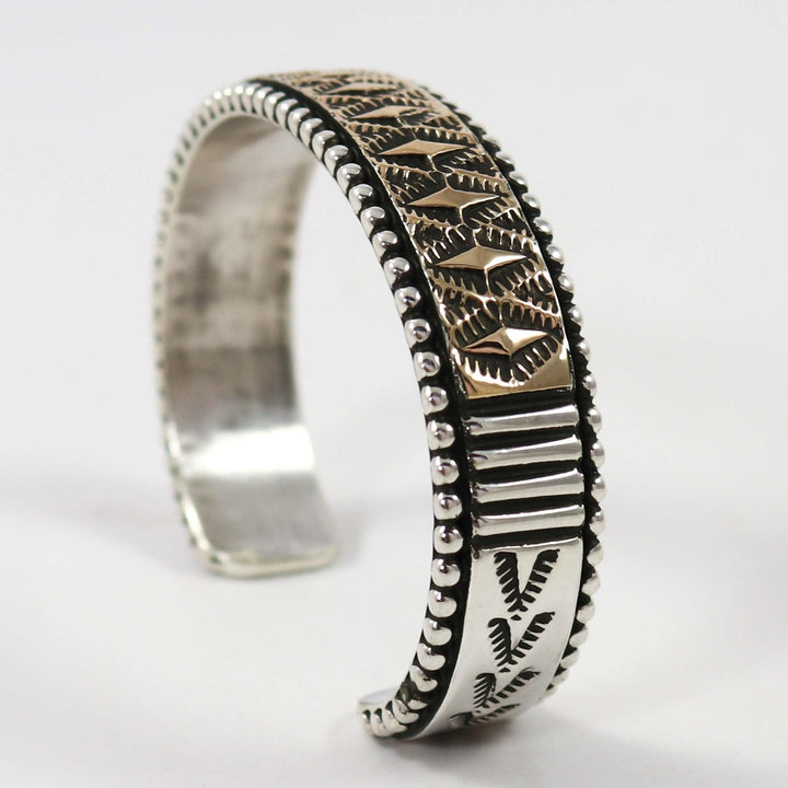 Gold on Silver Cuff by Johnathan Nez - Garland's