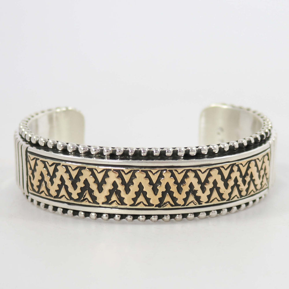 Gold on Silver Cuff by Johnathan Nez - Garland's