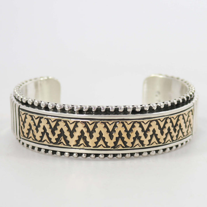 Gold on Silver Cuff by Johnathan Nez - Garland's