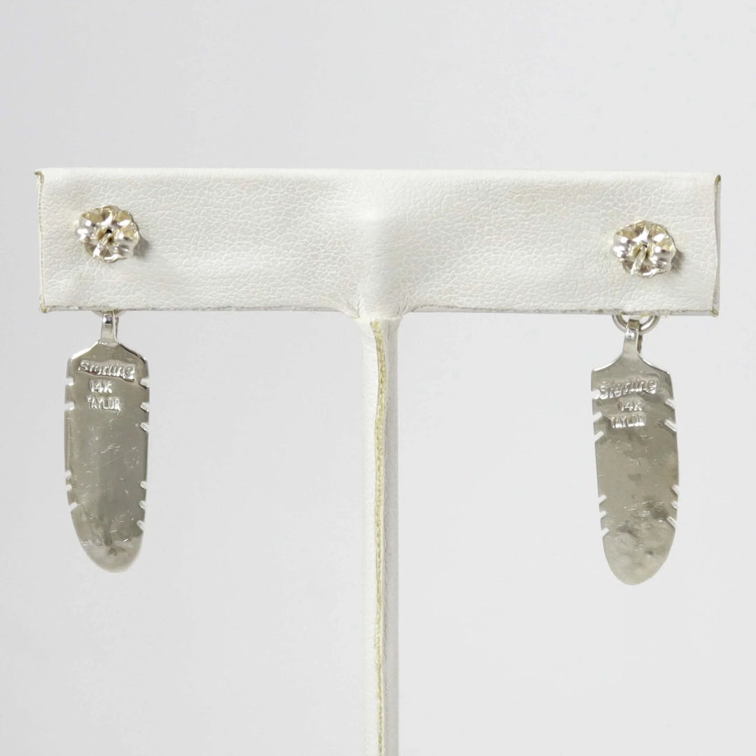 Gold on Silver Feather Earrings by Robert Taylor - Garland's