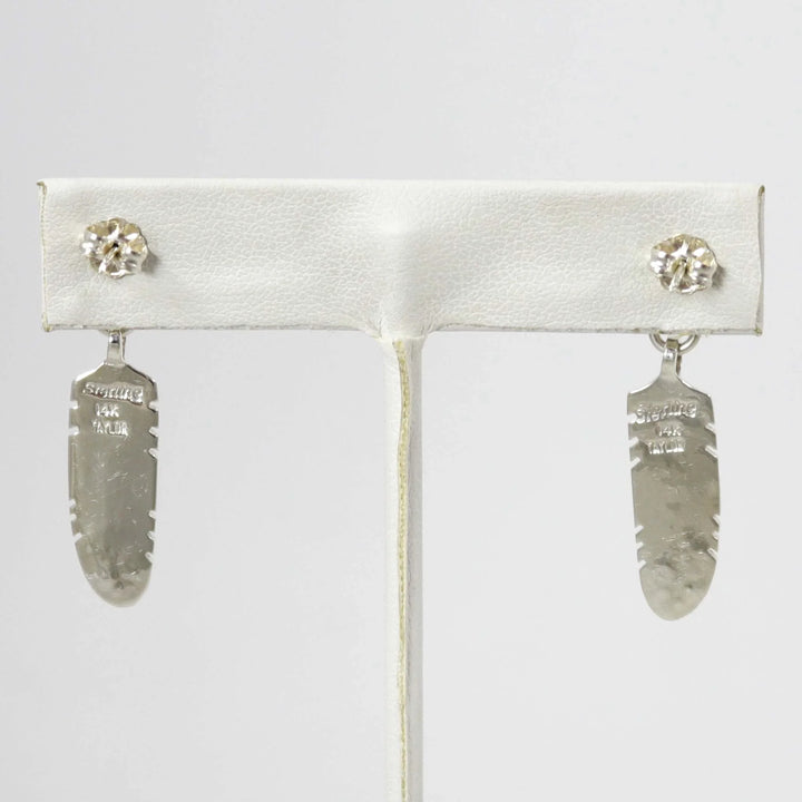 Gold on Silver Feather Earrings by Robert Taylor - Garland's