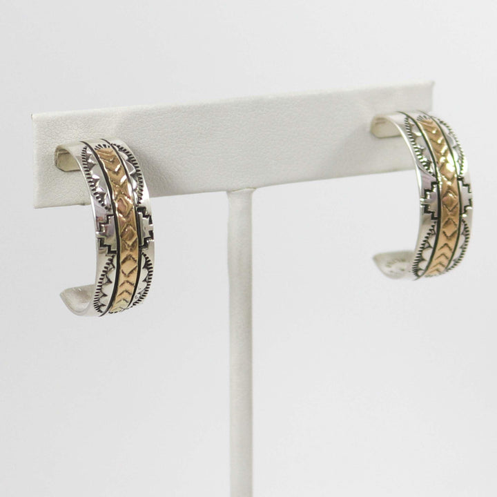 Gold on Silver Hoop Earrings by Bruce Morgan - Garland's