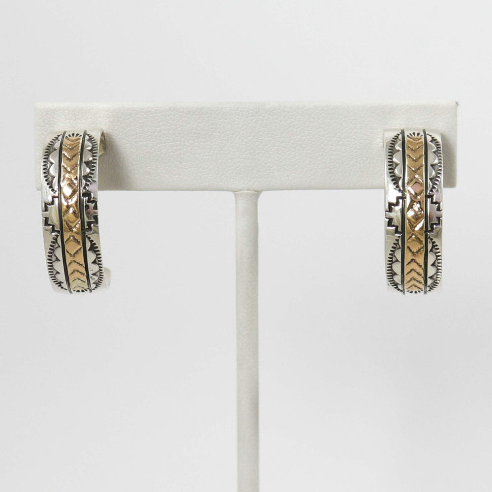 Gold on Silver Hoop Earrings by Bruce Morgan - Garland's