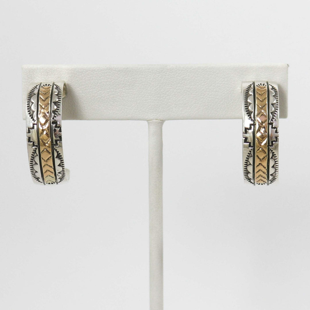 Gold on Silver Hoop Earrings by Bruce Morgan - Garland's