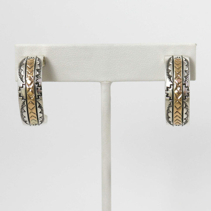 Gold on Silver Hoop Earrings by Bruce Morgan - Garland's
