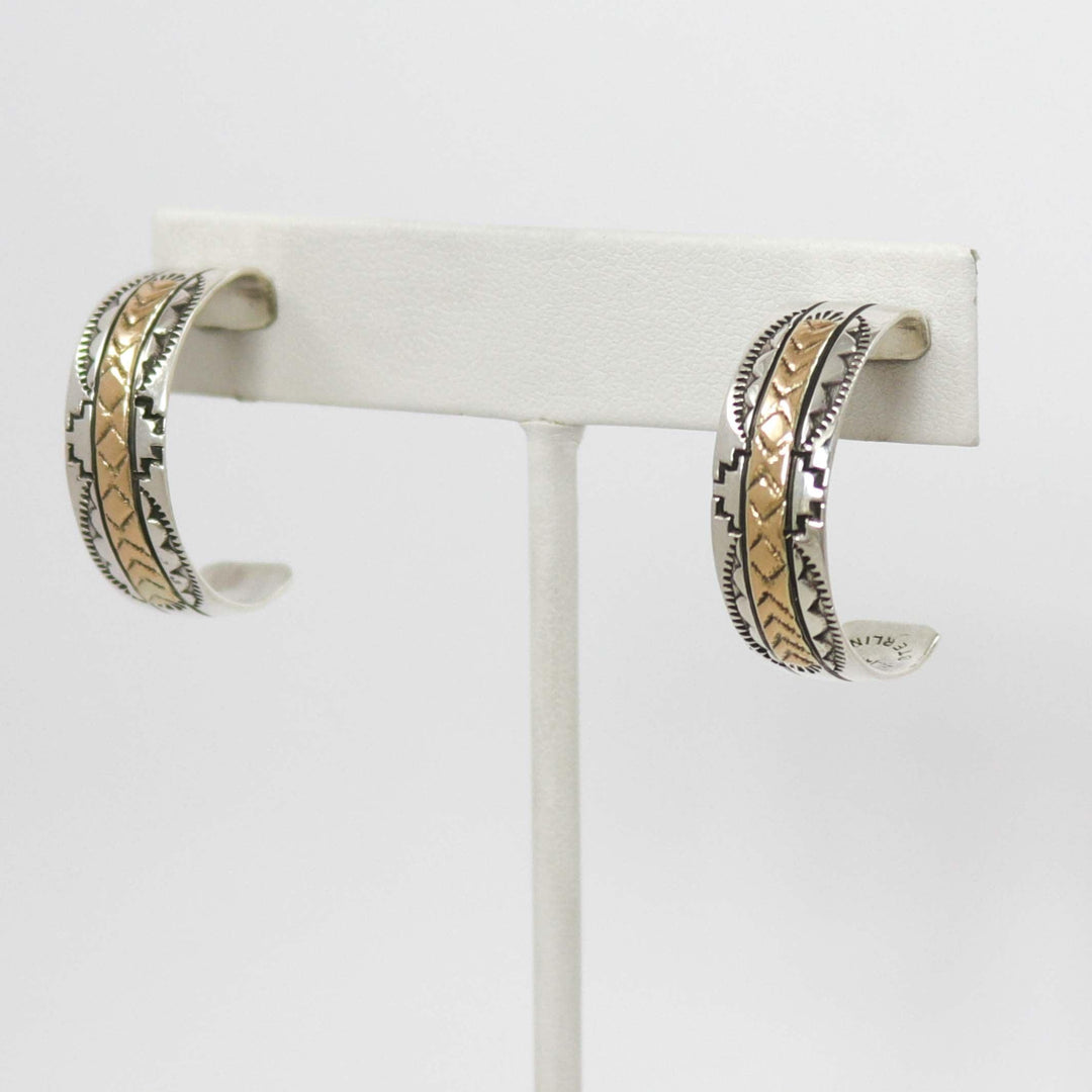 Gold on Silver Hoop Earrings by Bruce Morgan - Garland's