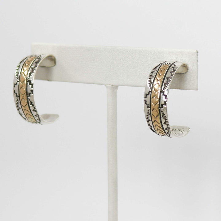 Gold on Silver Hoop Earrings by Bruce Morgan - Garland's
