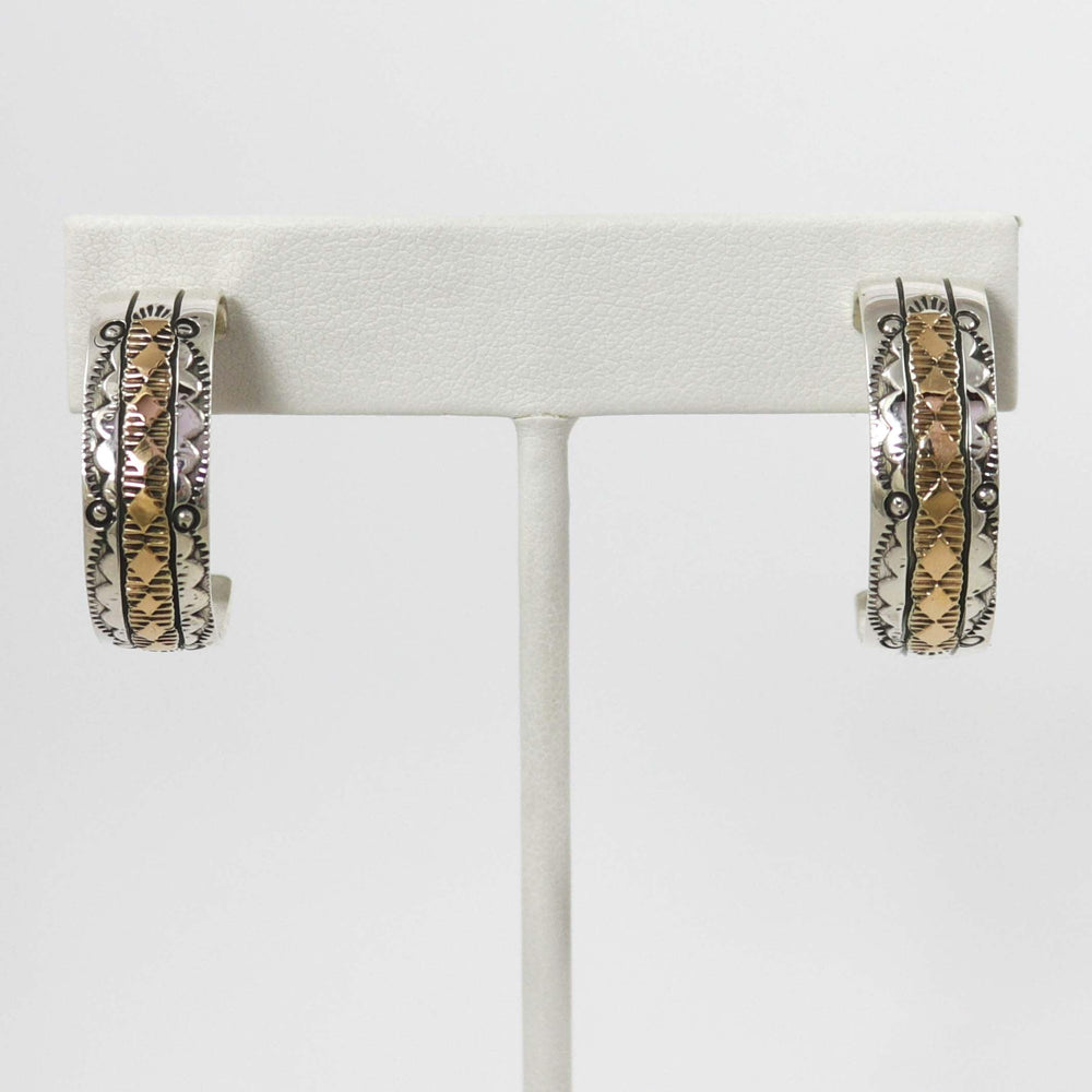 Gold on Silver Hoop Earrings by Bruce Morgan - Garland's