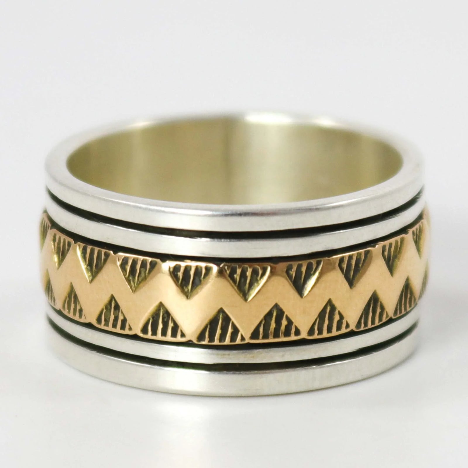 Gold on Silver Ring by Gilbert Begay - Garland's