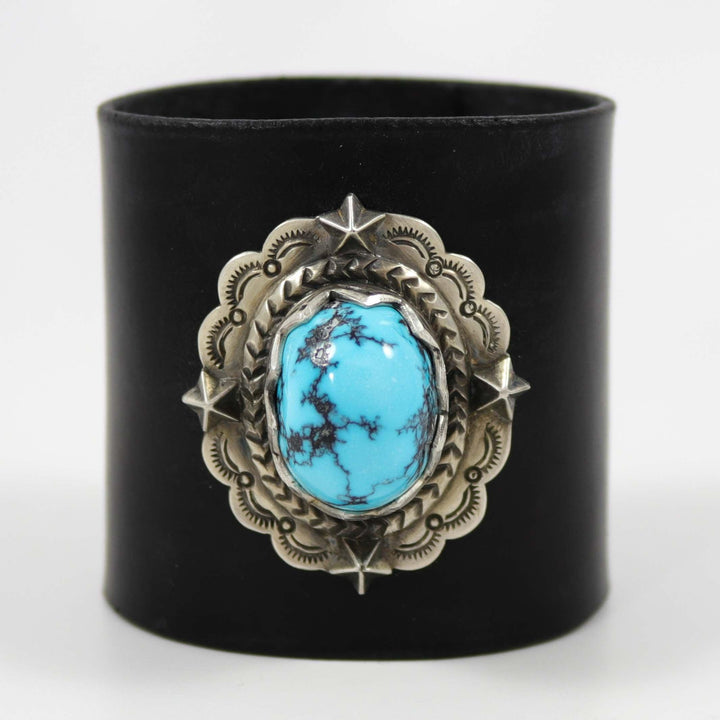 Hubei Turquoise Leather Cuff by Mona Van Riper - Garland's