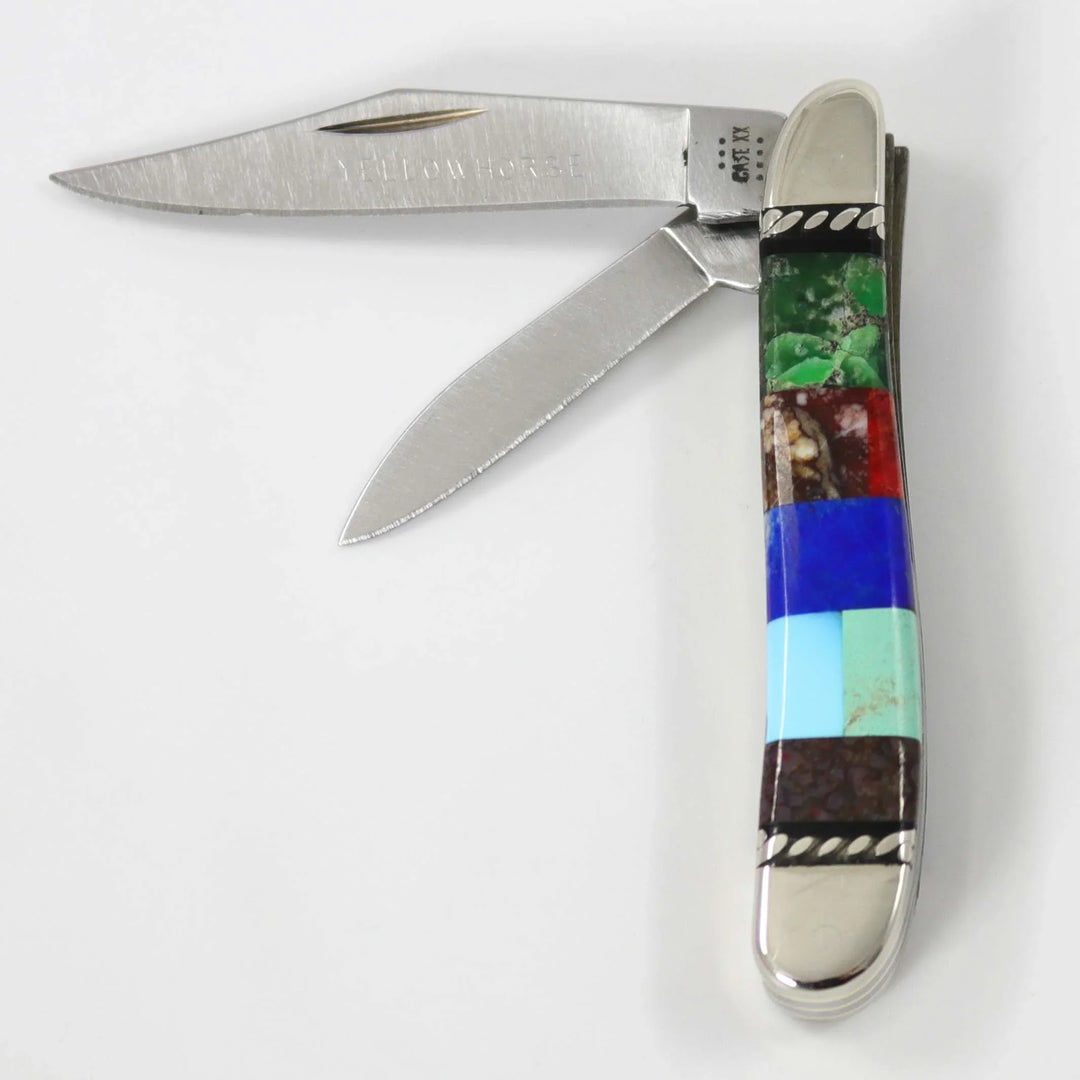Inlaid Pocket Knife by Stewart Yellowhorse - Garland's