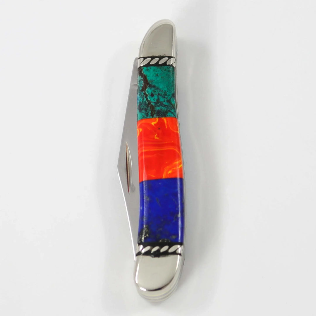 Inlaid Pocket Knife by Stewart Yellowhorse - Garland's