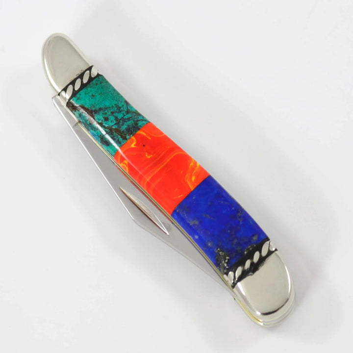 Inlaid Pocket Knife by Stewart Yellowhorse - Garland's