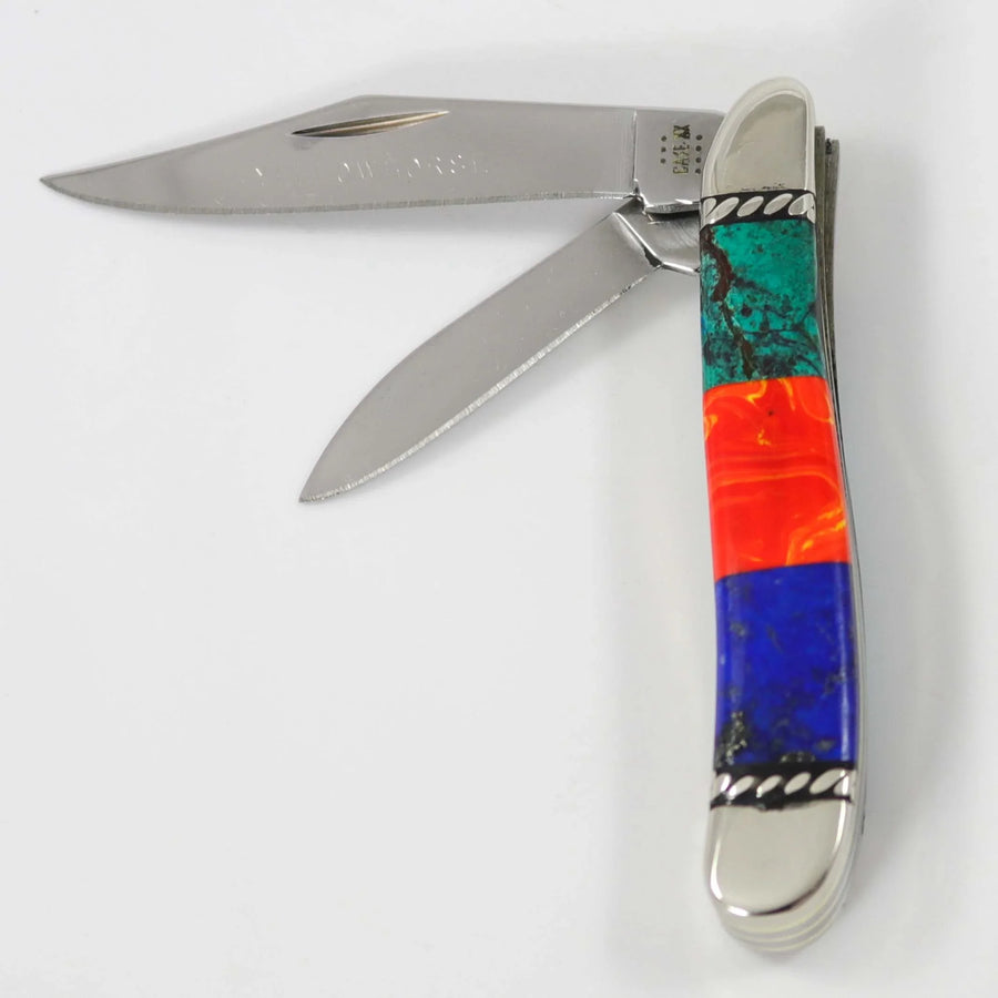 Inlaid Pocket Knife by Stewart Yellowhorse - Garland's