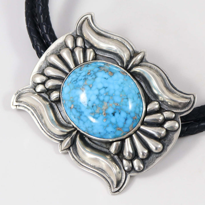 Kingman Turquoise Bola Tie by Bruce Eckhardt and Mona Van Riper - Garland's