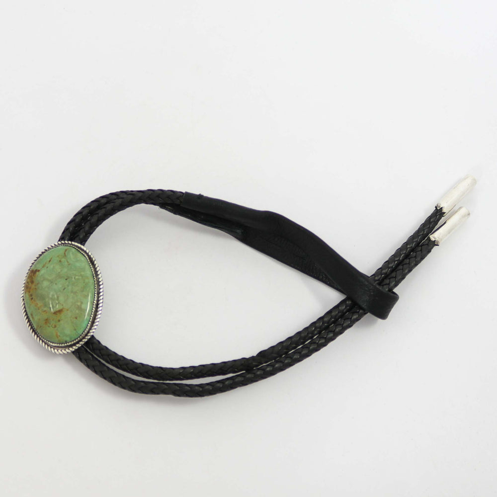 Kingman Turquoise Bola Tie by Joe and Angie Reano - Garland's
