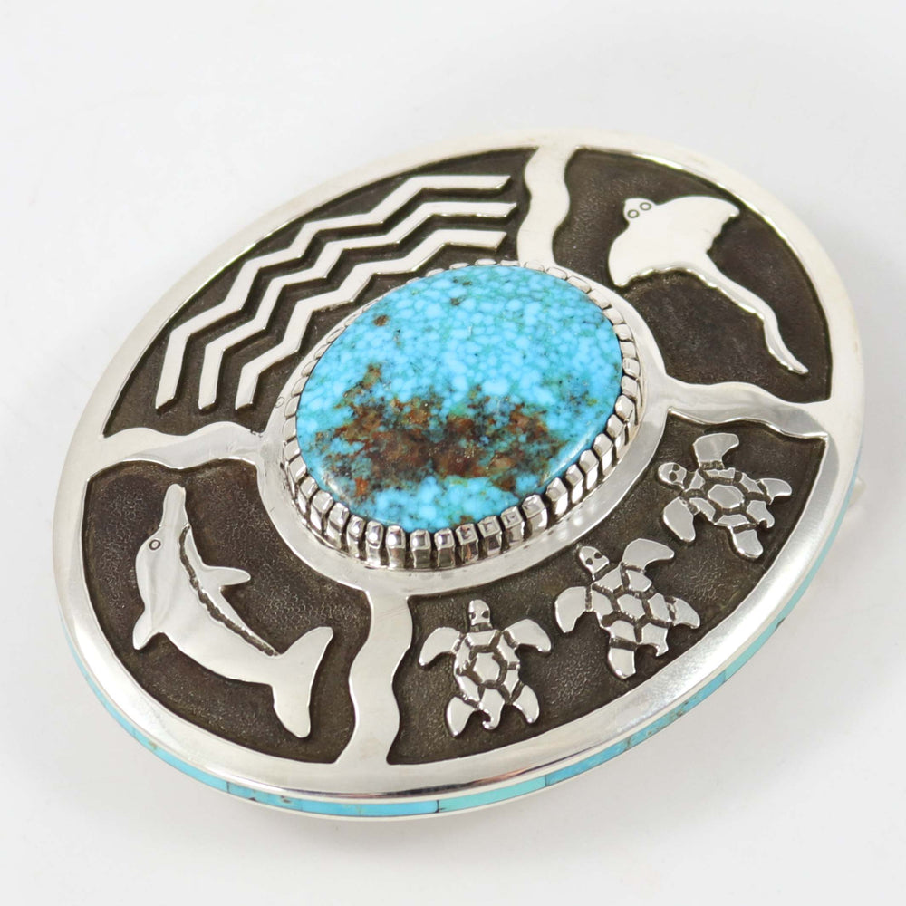 Kingman Turquoise Buckle by Carl Haskie - Garland's