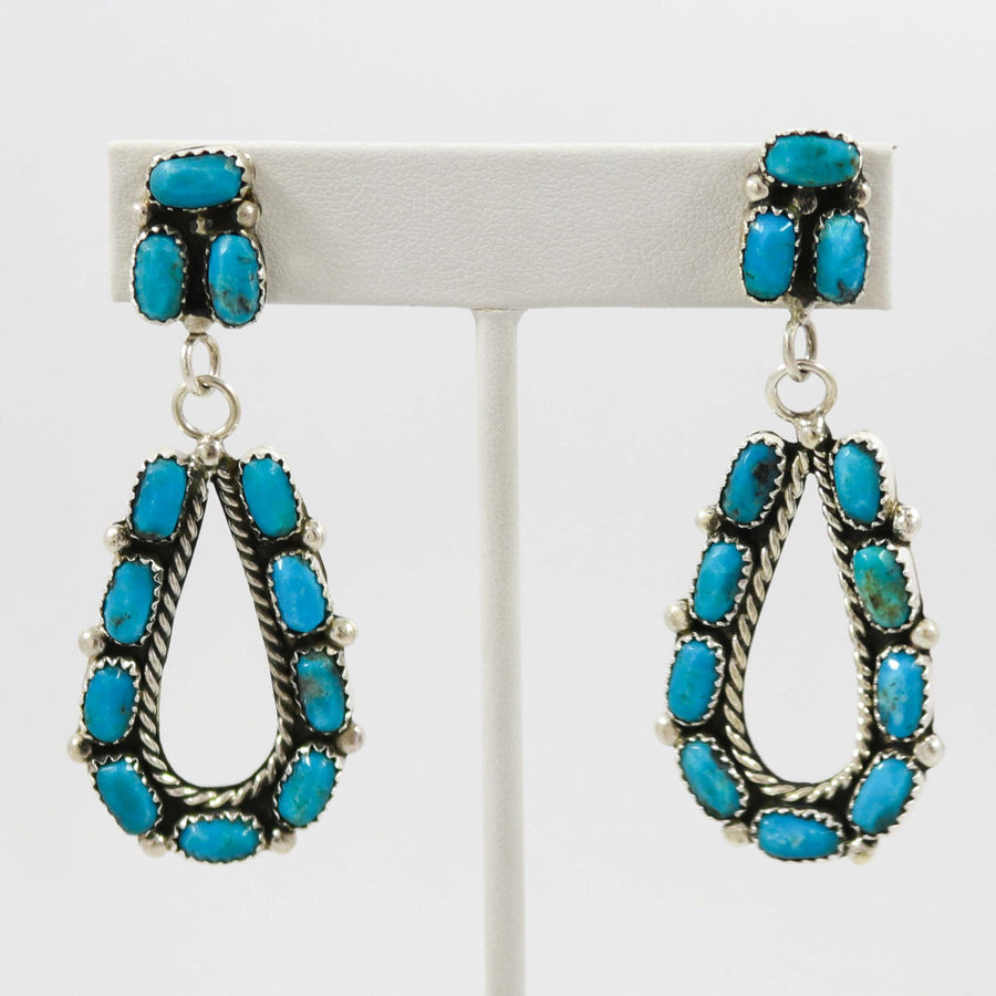 Kingman Turquoise Earrings by Fannie Begay - Garland's