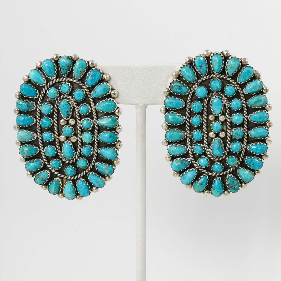 Kingman Turquoise Earrings by Fannie Begay - Garland's