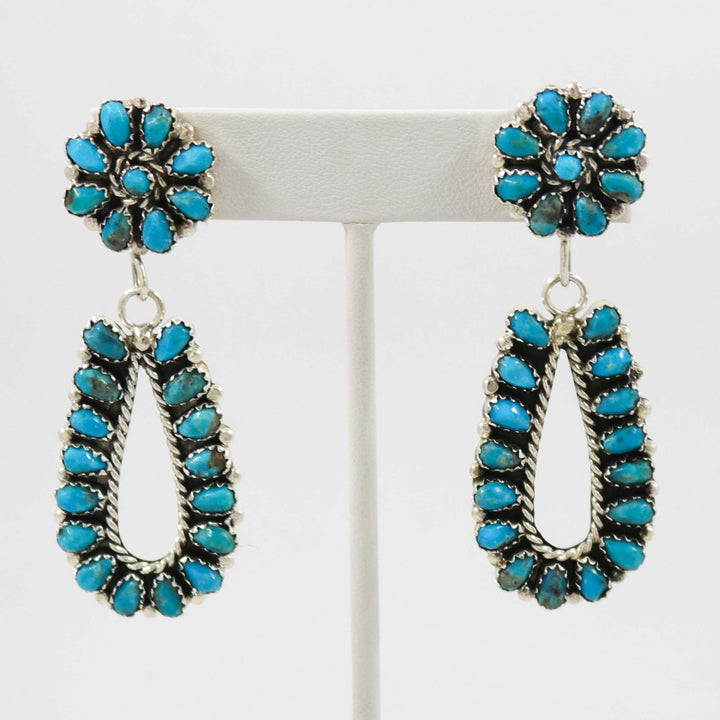 Kingman Turquoise Earrings by Fannie Begay - Garland's