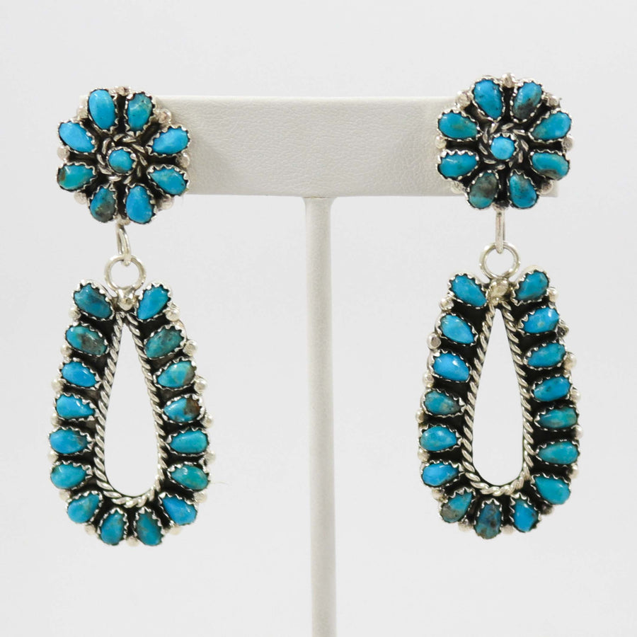 Kingman Turquoise Earrings by Fannie Begay - Garland's