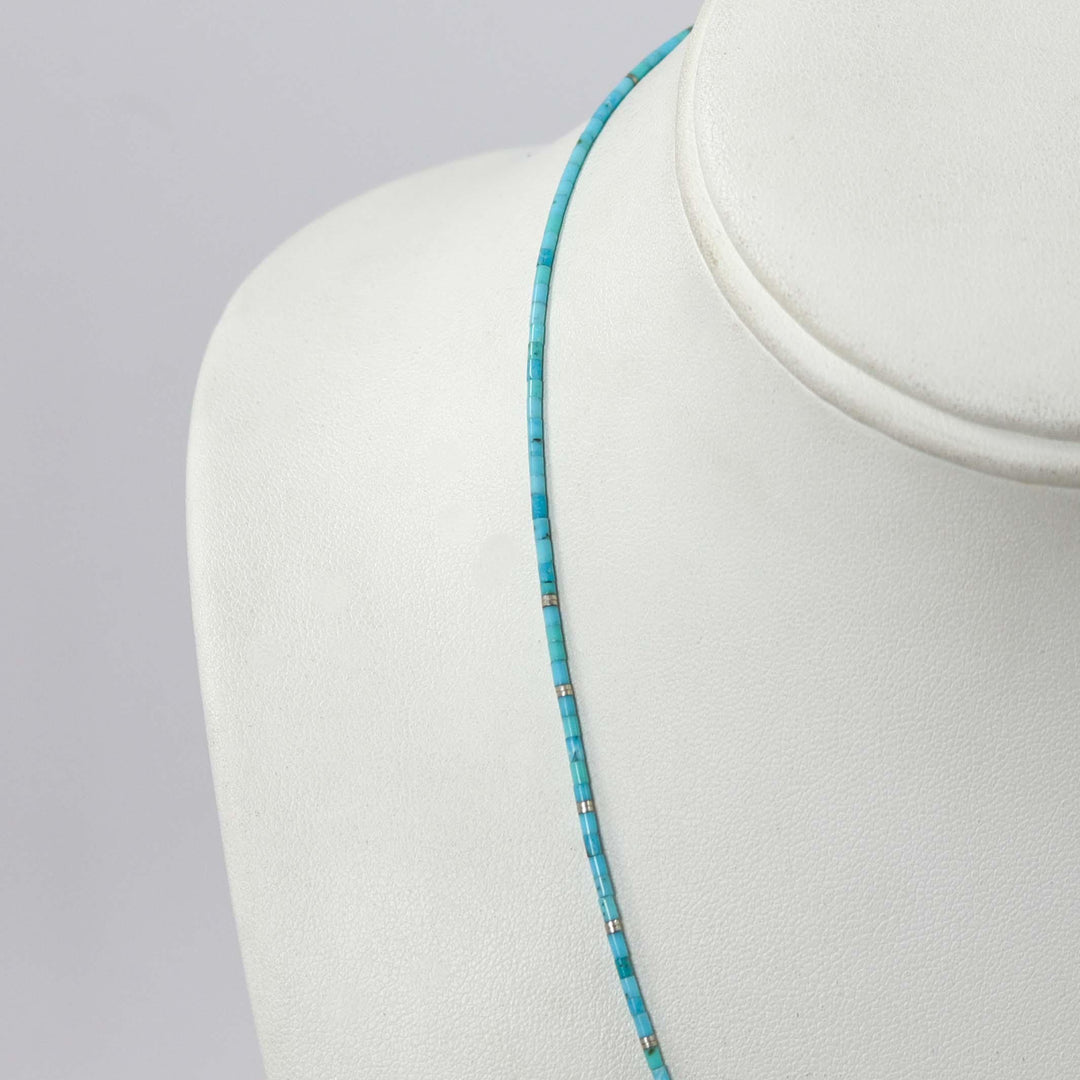 Kingman Turquoise Heishi Necklace by Joe Jr. and Valerie Calabaza - Garland's