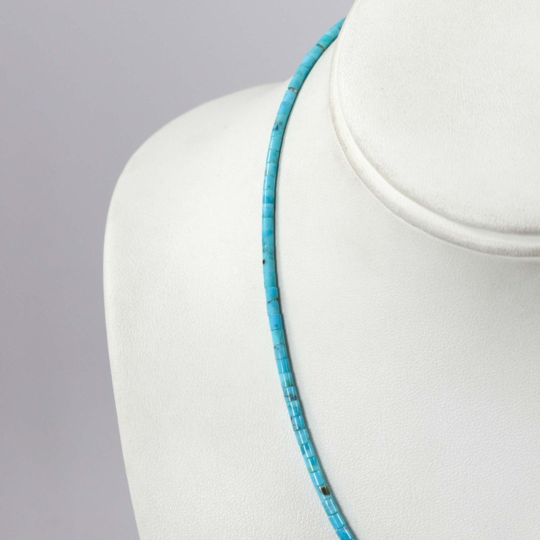 Kingman Turquoise Heishi Necklace by Joe Jr. and Valerie Calabaza - Garland's
