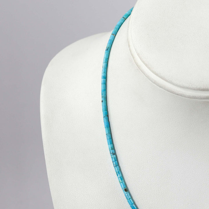 Kingman Turquoise Heishi Necklace by Joe Jr. and Valerie Calabaza - Garland's