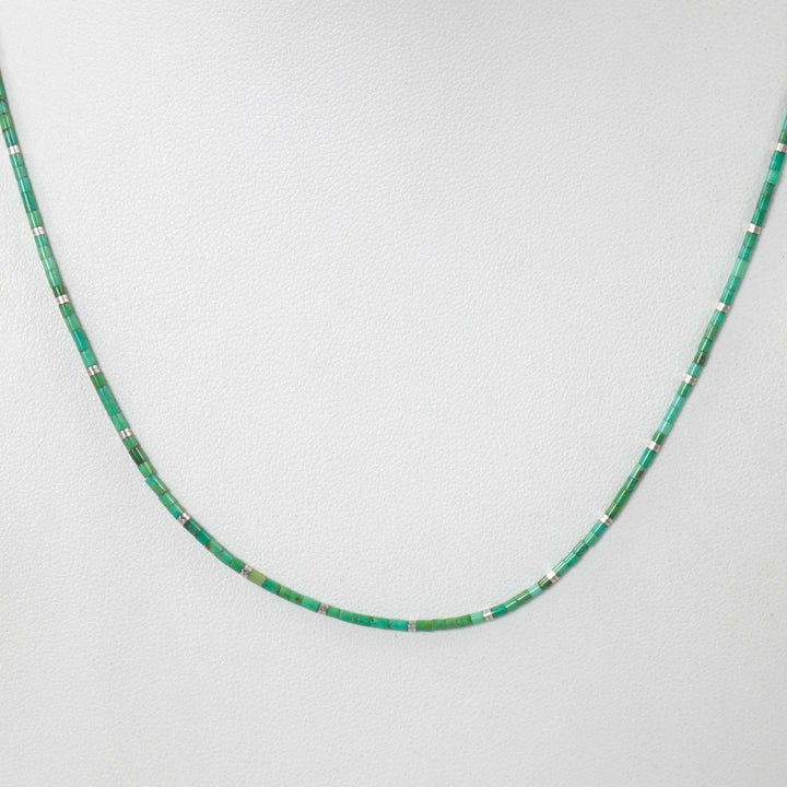 Kingman Turquoise Heishi Necklace by Joe Jr. and Valerie Calabaza - Garland's