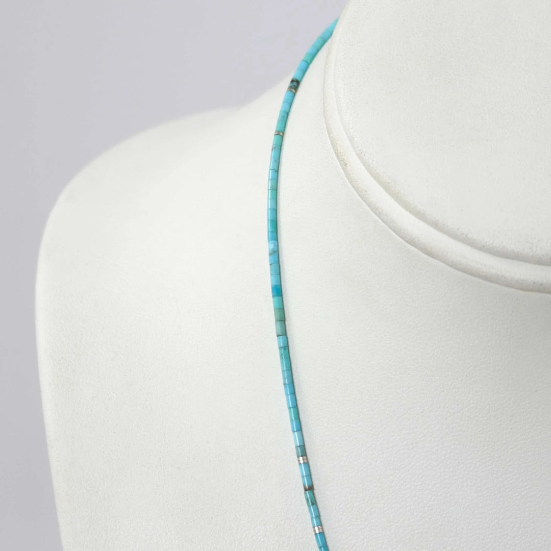 Kingman Turquoise Heishi Necklace by Joe Jr. and Valerie Calabaza - Garland's