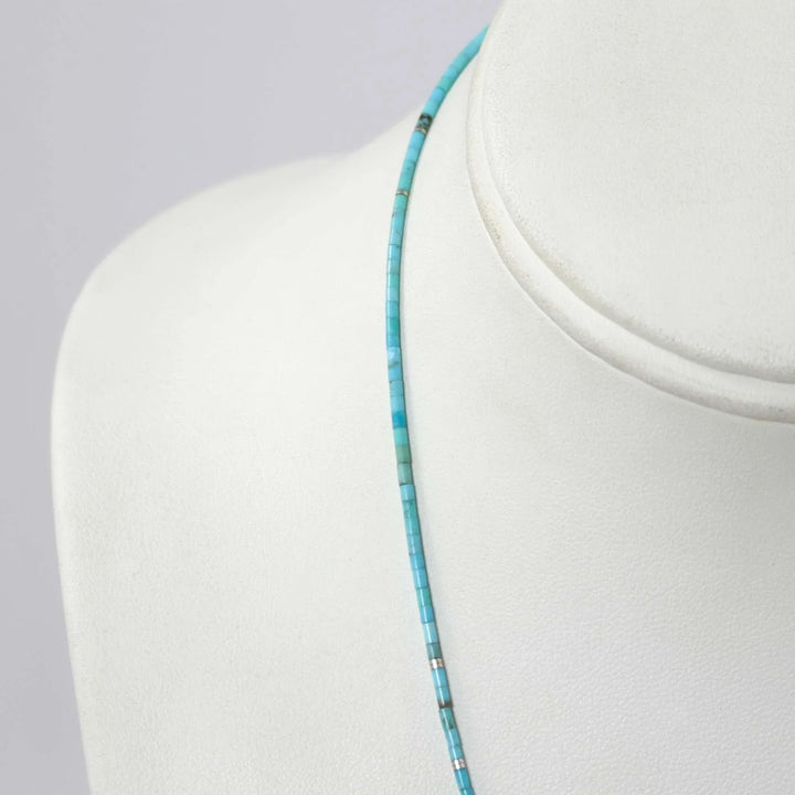 Kingman Turquoise Heishi Necklace by Joe Jr. and Valerie Calabaza - Garland's