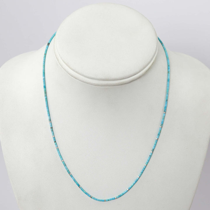 Kingman Turquoise Heishi Necklace by Joe Jr. and Valerie Calabaza - Garland's
