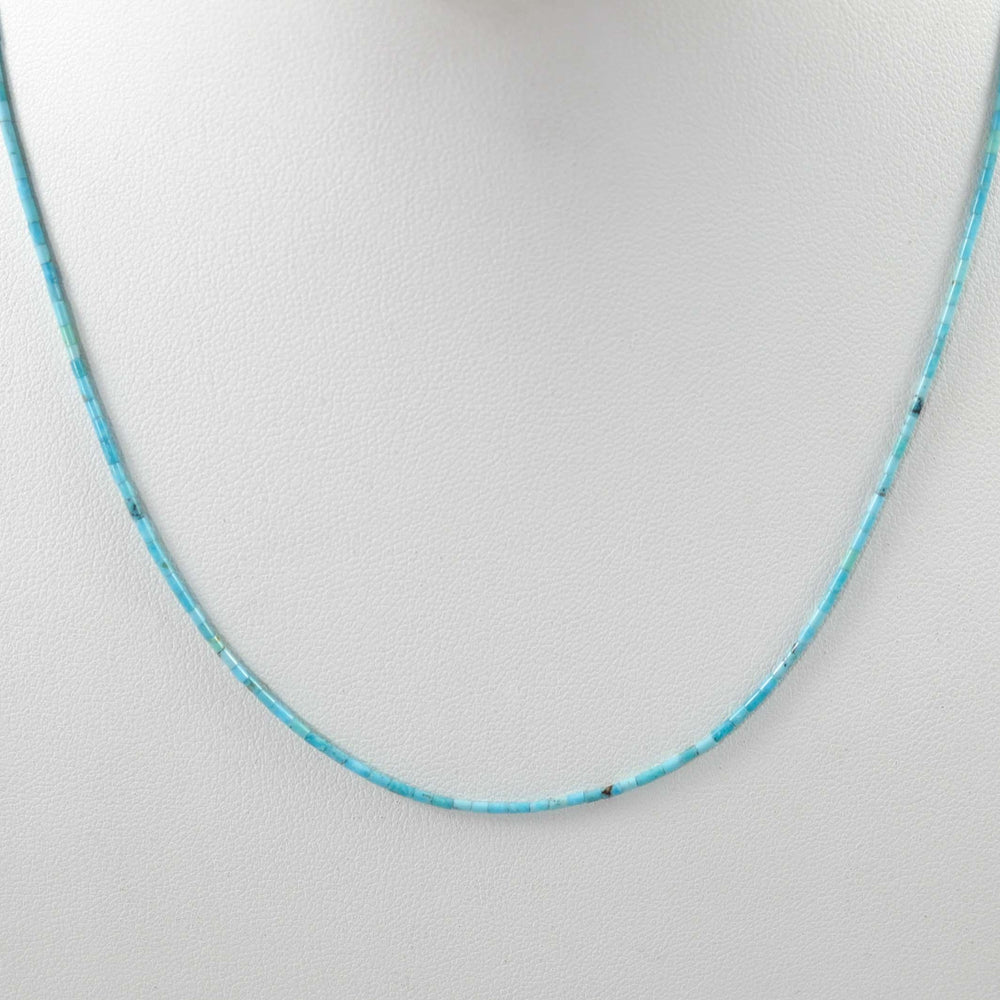 Kingman Turquoise Heishi Necklace by Joe Jr. and Valerie Calabaza - Garland's