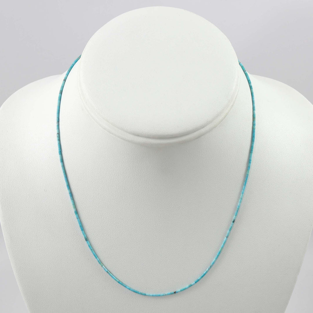 Kingman Turquoise Heishi Necklace by Joe Jr. and Valerie Calabaza - Garland's