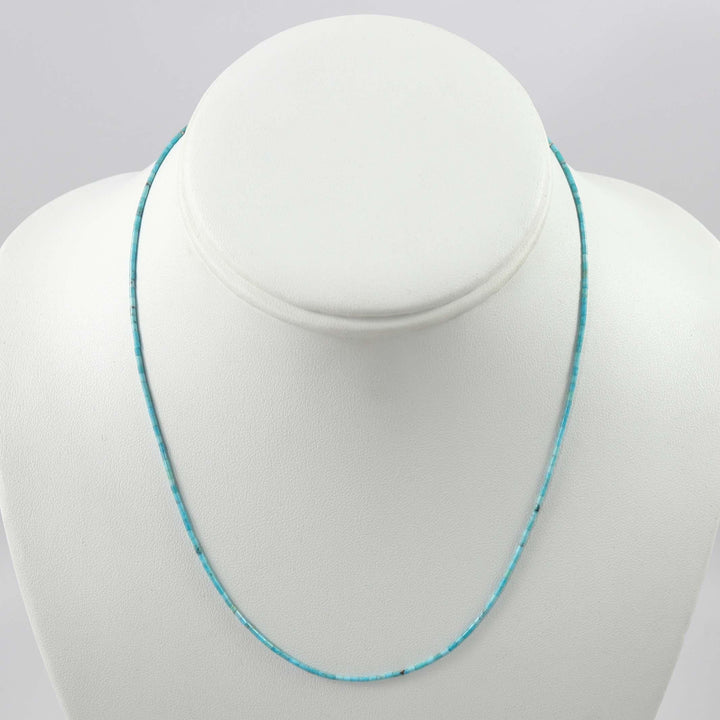 Kingman Turquoise Heishi Necklace by Joe Jr. and Valerie Calabaza - Garland's
