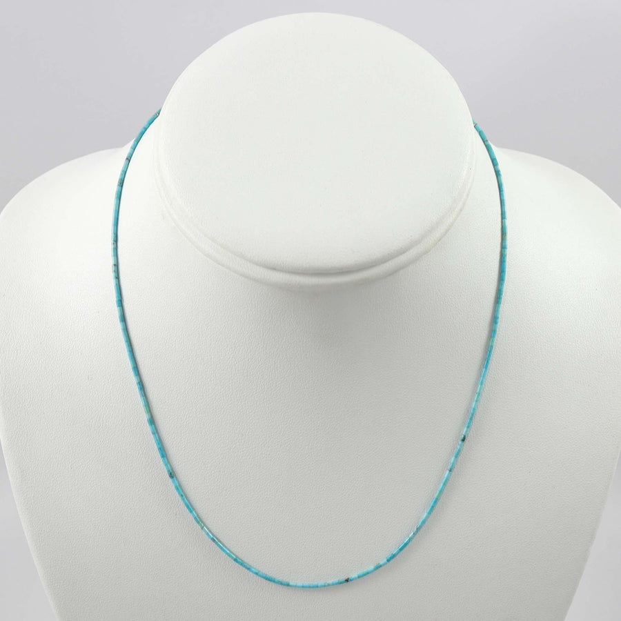 Kingman Turquoise Heishi Necklace by Joe Jr. and Valerie Calabaza - Garland's