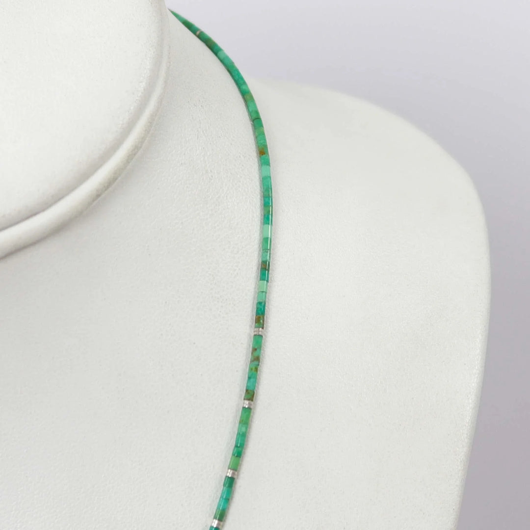 Kingman Turquoise Heishi Necklace by Joe Jr. and Valerie Calabaza - Garland's
