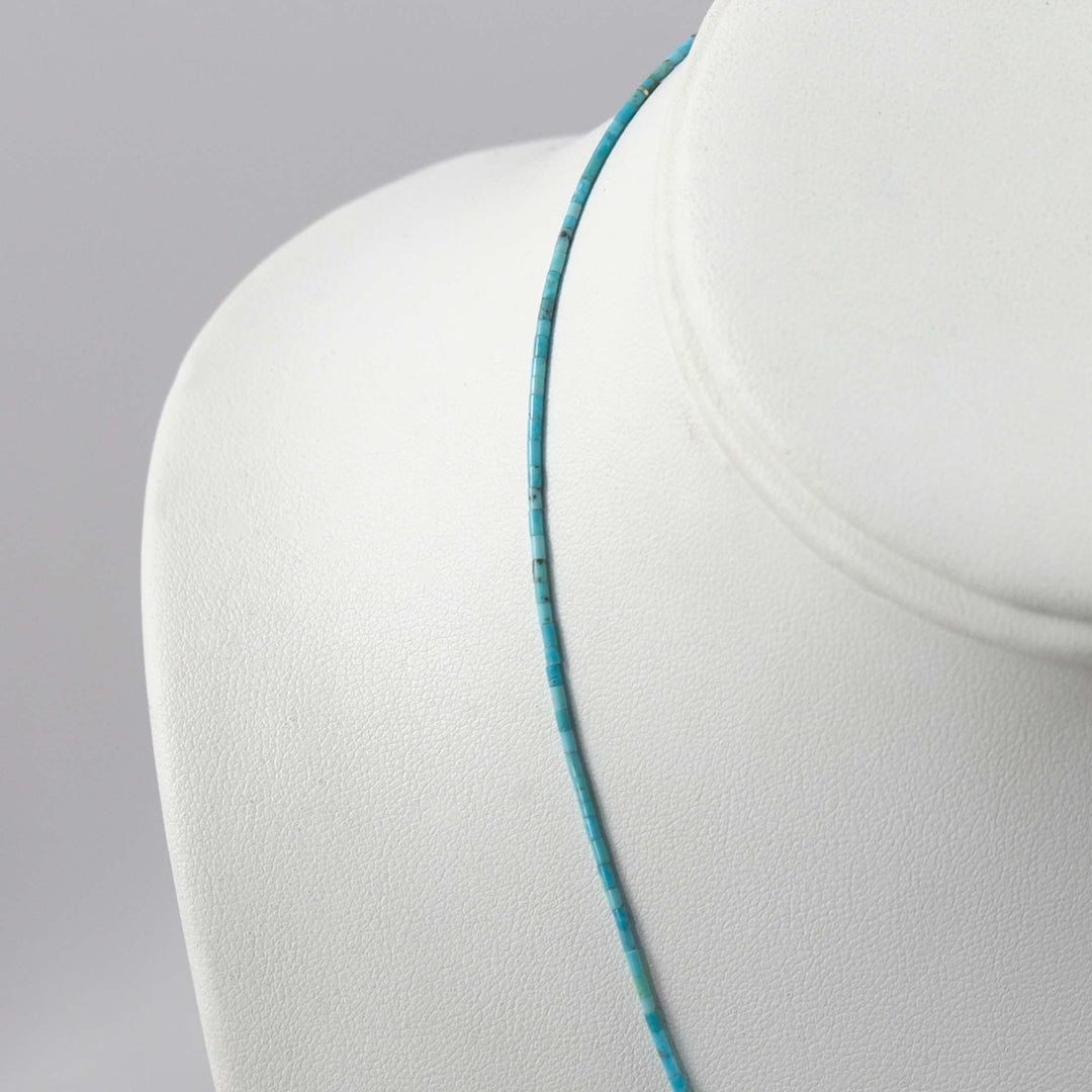 Kingman Turquoise Heishi Necklace by Joe Jr. and Valerie Calabaza - Garland's