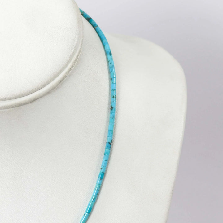 Kingman Turquoise Heishi Necklace by Joe Jr. and Valerie Calabaza - Garland's