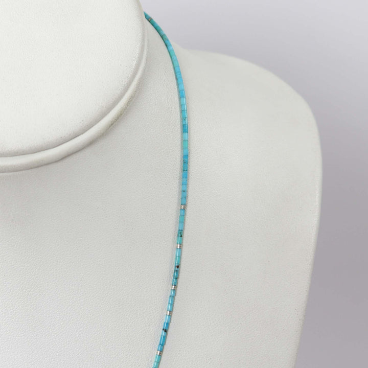 Kingman Turquoise Heishi Necklace by Joe Jr. and Valerie Calabaza - Garland's