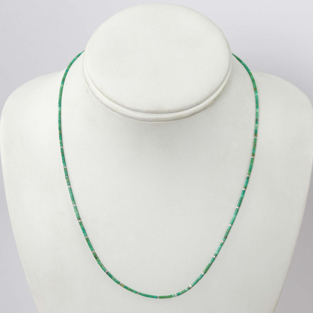 Kingman Turquoise Heishi Necklace by Joe Jr. and Valerie Calabaza - Garland's
