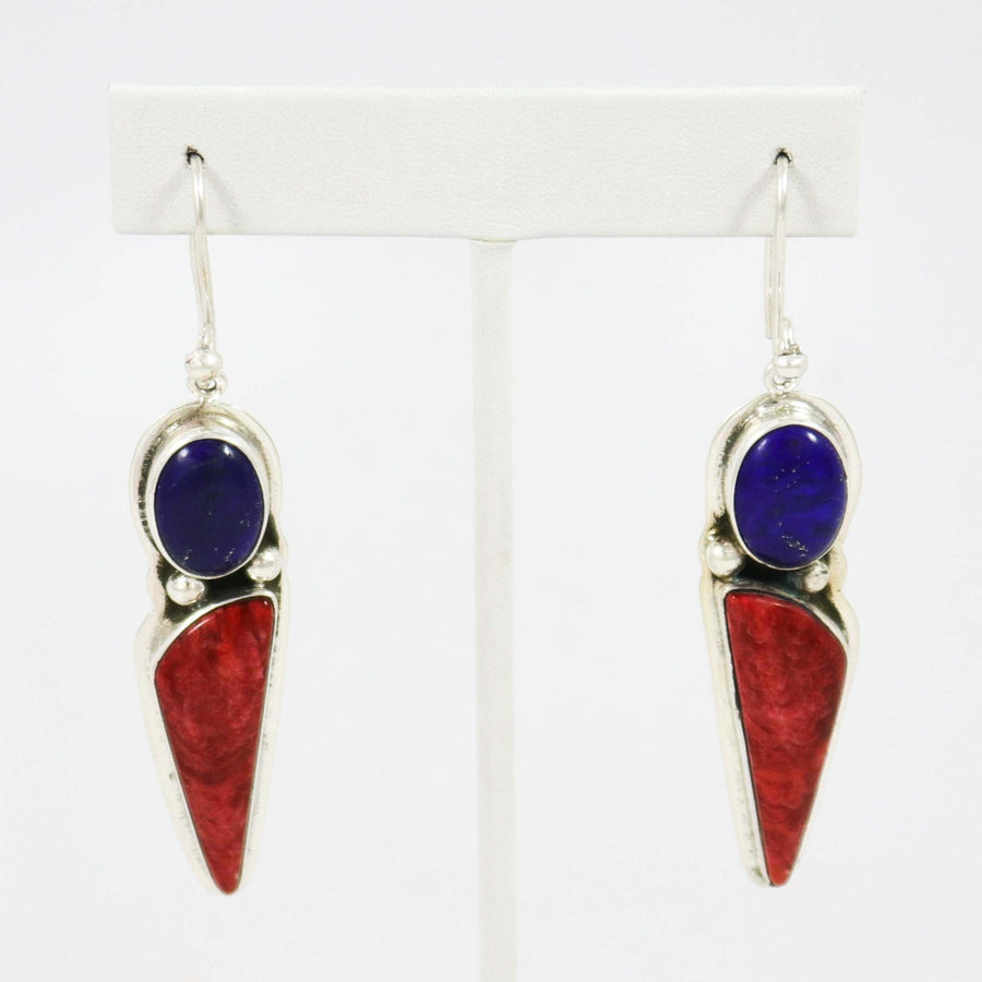 Lapis and Spiny Oyster Earrings by Noah Pfeffer - Garland's