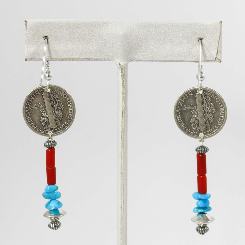 Mercury Dime Earrings by Alvin Yellowhorse - Garland's