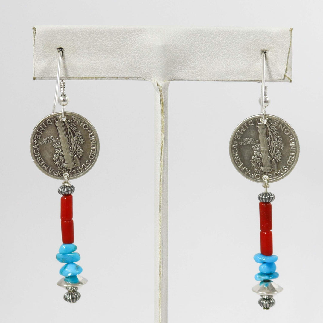 Mercury Dime Earrings by Alvin Yellowhorse - Garland's