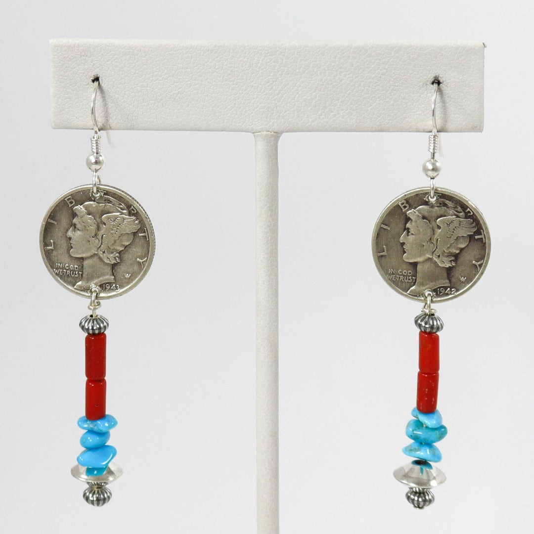 Mercury Dime Earrings by Alvin Yellowhorse - Garland's