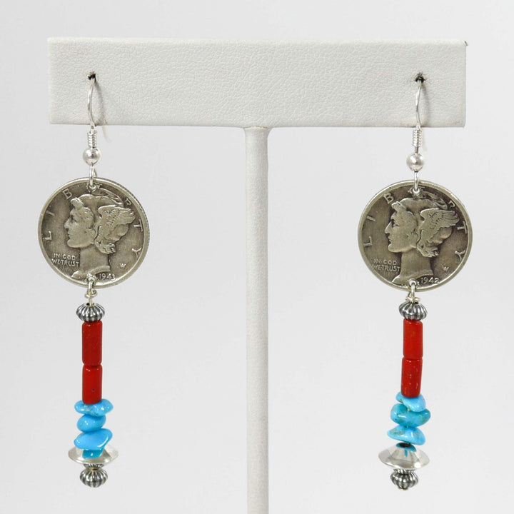 Mercury Dime Earrings by Alvin Yellowhorse - Garland's