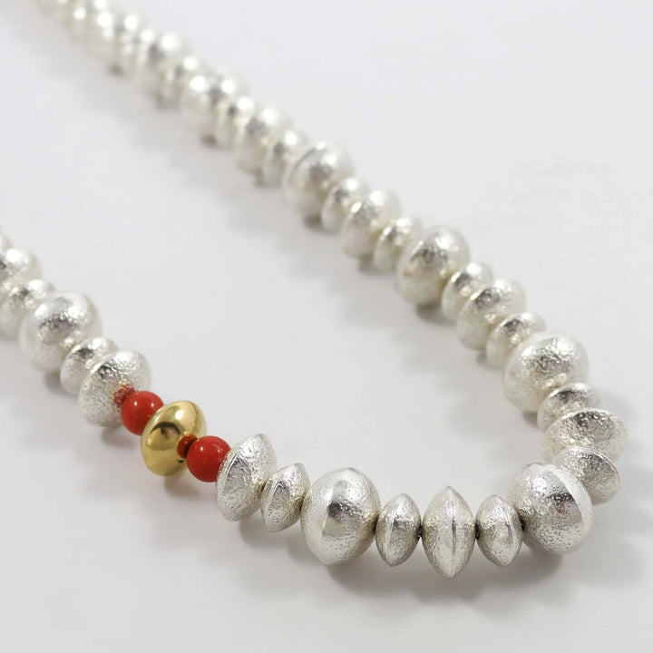 Navajo Pearl and Coral Necklace by Al Joe - Garland's
