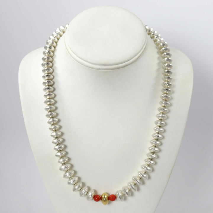 Navajo Pearl and Coral Necklace by Al Joe - Garland's